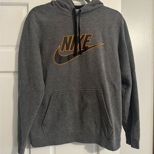 Nike Charcoal Hoodie with Orange Logo